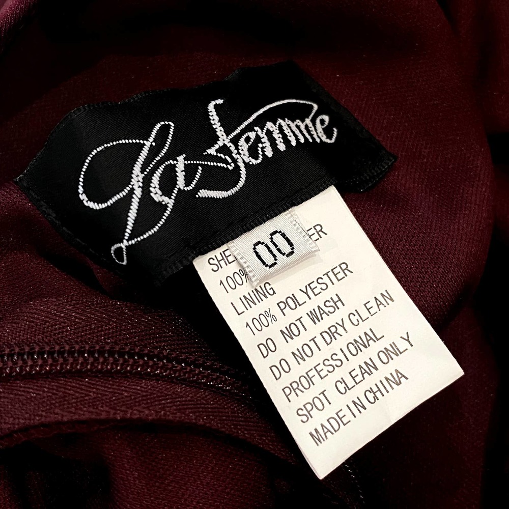 La Femme 29710 Square Neck Shiny Jersey Gown Sz 00 Dark Berry - Picture 3 of 7